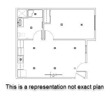 Floor plan for 1 bed, 1 bath, 539 sqft